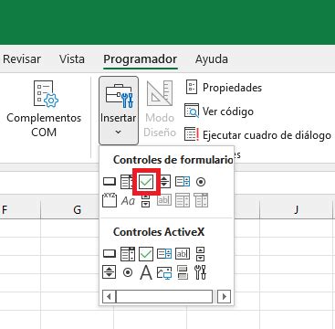 como poner un check en excel|Controles de formulario